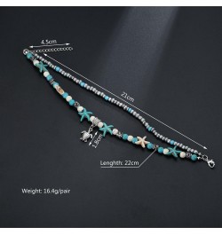 Blue Starfish Turtle Anklet for Women Girl Multilayer Charm Beads Sea Handmade Boho Anklet Foot Jewelry Style 06 $7.13 Anklets