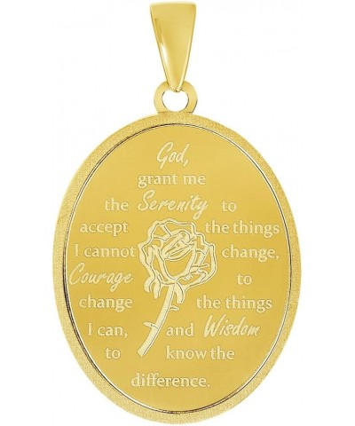 14k Yellow Gold God Grant Me the Serenity Prayer Pendant with Rolo Cable, Cuban Curb, or Figaro Chain Necklace 20.0 Inches Fi...