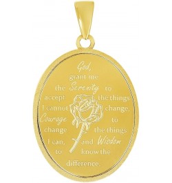 14k Yellow Gold God Grant Me the Serenity Prayer Pendant with Rolo Cable, Cuban Curb, or Figaro Chain Necklace 20.0 Inches Fi...