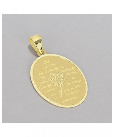 14k Yellow Gold God Grant Me the Serenity Prayer Pendant with Rolo Cable, Cuban Curb, or Figaro Chain Necklace 20.0 Inches Fi...