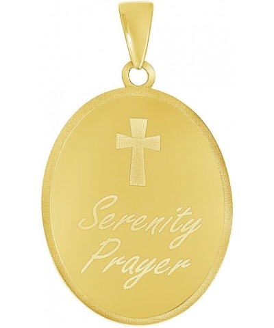 14k Yellow Gold God Grant Me the Serenity Prayer Pendant with Rolo Cable, Cuban Curb, or Figaro Chain Necklace 20.0 Inches Fi...