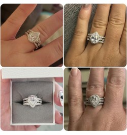 Wedding Ring Sets for Him and Her AAAAA Cz Promise Rings for Couples Women Mens Band Pear Shape Size 5-13 Men's Size 10 & Wom...