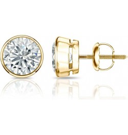 1/4 to 2 Carat Diamond Round Stud Earrings in 14k Yellow or White Gold (H-I, I2-I3, cttw) Bezel Set Screw Back Yellow Gold 0....