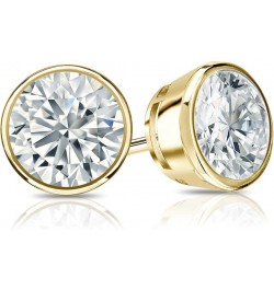 1/4 to 2 Carat Diamond Round Stud Earrings in 14k Yellow or White Gold (H-I, I2-I3, cttw) Bezel Set Screw Back Yellow Gold 0....