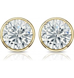 1/4 to 2 Carat Diamond Round Stud Earrings in 14k Yellow or White Gold (H-I, I2-I3, cttw) Bezel Set Screw Back Yellow Gold 0....