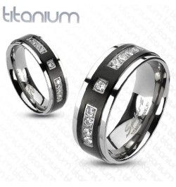 His and Her Stainless Steel 1.39 Carat Cubic Zirconia Bridal Set and Men's Titanium Wedding Band Women's Size 10 Men's Size 1...