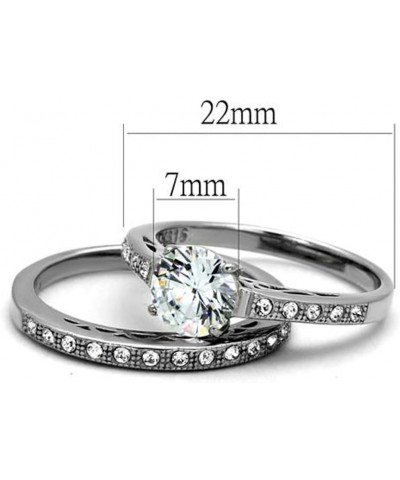 His and Her Stainless Steel 1.39 Carat Cubic Zirconia Bridal Set and Men's Titanium Wedding Band Women's Size 10 Men's Size 1...