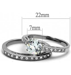 His and Her Stainless Steel 1.39 Carat Cubic Zirconia Bridal Set and Men's Titanium Wedding Band Women's Size 10 Men's Size 1...