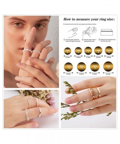 14K Gold Rings Stacking Rings for Women Stackable Silver Rings for Teen Girls Thin Rose Gold Band Ring Set Simple Midi Thumb ...