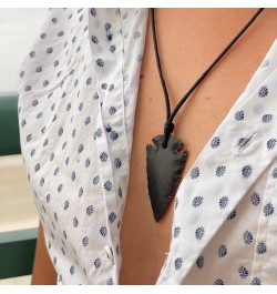 Agate Arrowhead Pendant Necklace for Men Women Unisex - Adjustable Stone Gemstone Rope Cord Surfer Choker Arrow Point Tribal ...