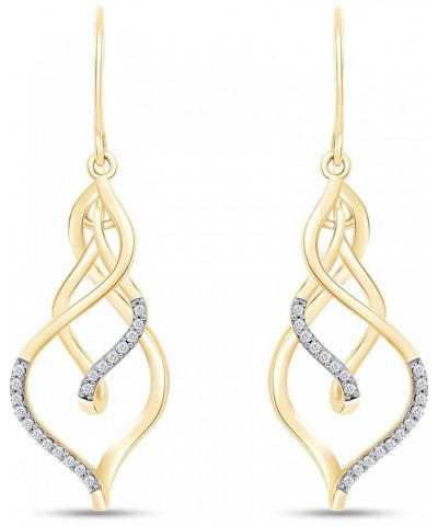 White Natural Diamond Triple Flame Drop Earrings in 10k Solid Gold (0.2 Cttw) Yellow Gold $139.20 Earrings