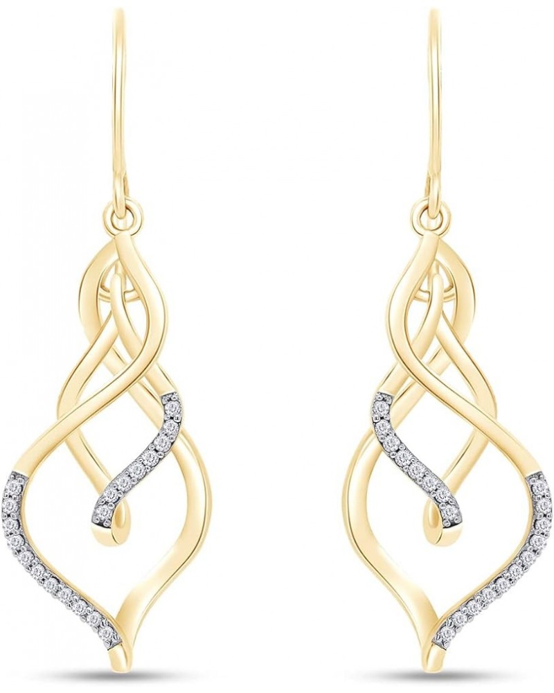 White Natural Diamond Triple Flame Drop Earrings in 10k Solid Gold (0.2 Cttw) Yellow Gold $139.20 Earrings