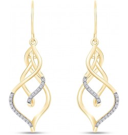 White Natural Diamond Triple Flame Drop Earrings in 10k Solid Gold (0.2 Cttw) Yellow Gold $139.20 Earrings