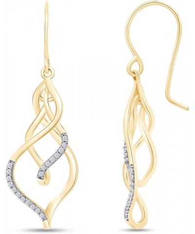 White Natural Diamond Triple Flame Drop Earrings in 10k Solid Gold (0.2 Cttw) Yellow Gold $139.20 Earrings