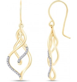 White Natural Diamond Triple Flame Drop Earrings in 10k Solid Gold (0.2 Cttw) Yellow Gold $139.20 Earrings