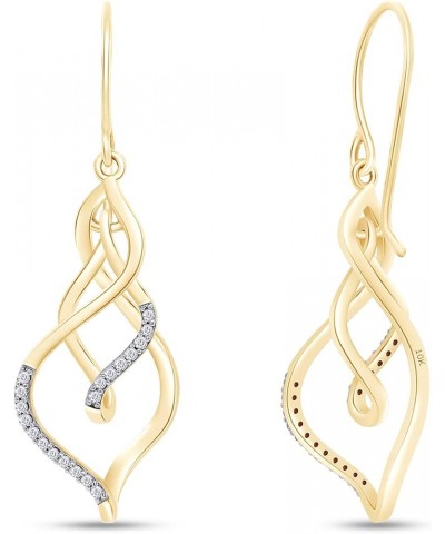 White Natural Diamond Triple Flame Drop Earrings in 10k Solid Gold (0.2 Cttw) Yellow Gold $139.20 Earrings