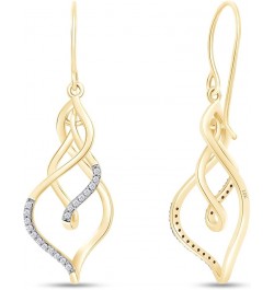 White Natural Diamond Triple Flame Drop Earrings in 10k Solid Gold (0.2 Cttw) Yellow Gold $139.20 Earrings