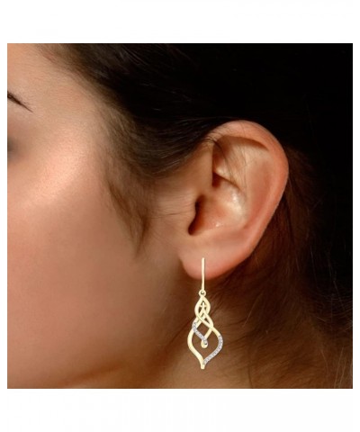 White Natural Diamond Triple Flame Drop Earrings in 10k Solid Gold (0.2 Cttw) Yellow Gold $139.20 Earrings