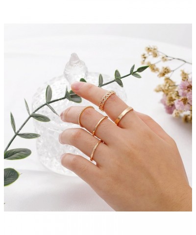 14K Gold Rings Stacking Rings for Women Stackable Silver Rings for Teen Girls Thin Rose Gold Band Ring Set Simple Midi Thumb ...