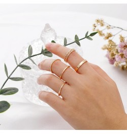 14K Gold Rings Stacking Rings for Women Stackable Silver Rings for Teen Girls Thin Rose Gold Band Ring Set Simple Midi Thumb ...