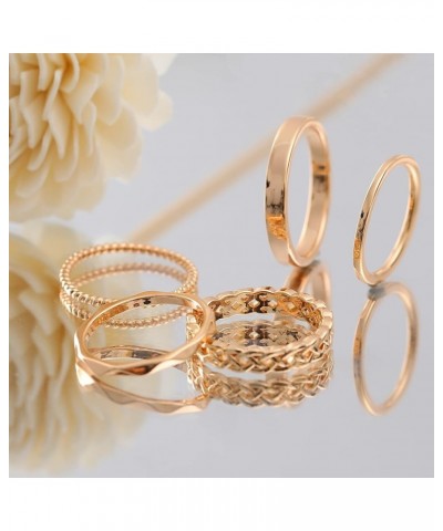 14K Gold Rings Stacking Rings for Women Stackable Silver Rings for Teen Girls Thin Rose Gold Band Ring Set Simple Midi Thumb ...