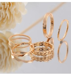 14K Gold Rings Stacking Rings for Women Stackable Silver Rings for Teen Girls Thin Rose Gold Band Ring Set Simple Midi Thumb ...