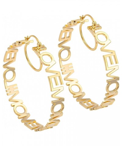 Custom Name Earrings Personalized Bamboo Hoop Earrings 18K Gold Plated Customize Earrings for Women Girls Hip-Hop Fashion Jew...