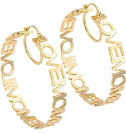 Custom Name Earrings Personalized Bamboo Hoop Earrings 18K Gold Plated Customize Earrings for Women Girls Hip-Hop Fashion Jew...