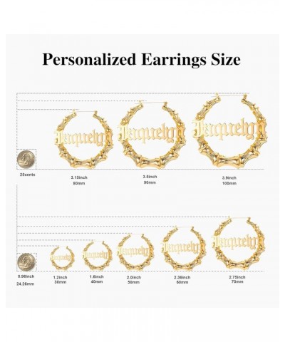 Custom Name Earrings Personalized Bamboo Hoop Earrings 18K Gold Plated Customize Earrings for Women Girls Hip-Hop Fashion Jew...