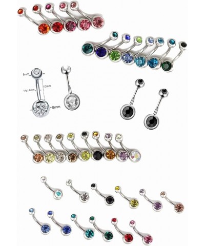 36pcs 14G Stainless Steel Belly Button Rings Navel Rings CZ Curved Barbell Piercing Belly Rings for Women Body Piercing Jewel...