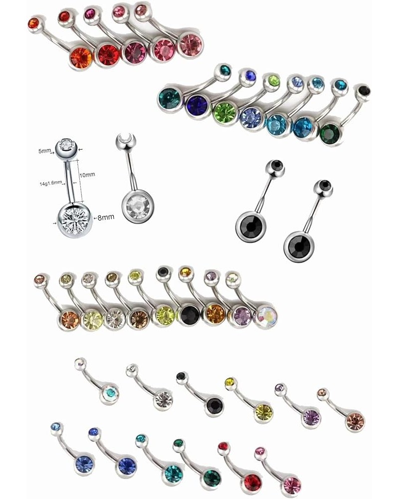 36pcs 14G Stainless Steel Belly Button Rings Navel Rings CZ Curved Barbell Piercing Belly Rings for Women Body Piercing Jewel...