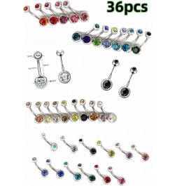 36pcs 14G Stainless Steel Belly Button Rings Navel Rings CZ Curved Barbell Piercing Belly Rings for Women Body Piercing Jewel...