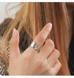 Cute Dainty Hollow Out Band Ring,Platinum Plated Silver Statement Band Ring Jewelry for Women Girls Ring_I $7.64 Rings