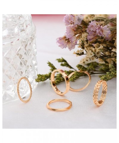 14K Gold Rings Stacking Rings for Women Stackable Silver Rings for Teen Girls Thin Rose Gold Band Ring Set Simple Midi Thumb ...