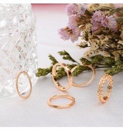 14K Gold Rings Stacking Rings for Women Stackable Silver Rings for Teen Girls Thin Rose Gold Band Ring Set Simple Midi Thumb ...