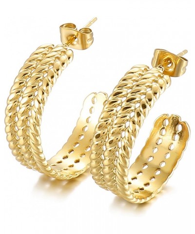 Open Hoop Earrings - C Shaped Hypoallergenic Gold-Plated Titanium Hoop Earring A-gold $9.89 Earrings