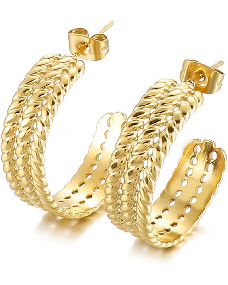 Open Hoop Earrings - C Shaped Hypoallergenic Gold-Plated Titanium Hoop Earring A-gold $9.89 Earrings