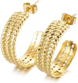 Open Hoop Earrings - C Shaped Hypoallergenic Gold-Plated Titanium Hoop Earring A-gold $9.89 Earrings