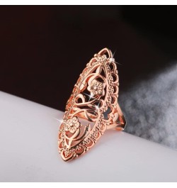 Elegant 18K Gold Plated Statement Rings Hollow Carved Flower Full Finger Ring Silver Wide Band Friendship Birthday Gifts Fash...