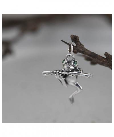 S925 Silver Retro Funny Frog Pendant Women's Clavicle Chain Pendant Pendant+Chain $18.68 Necklaces