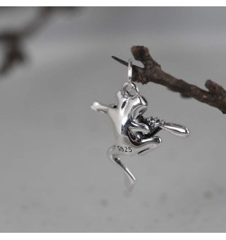 S925 Silver Retro Funny Frog Pendant Women's Clavicle Chain Pendant Pendant+Chain $18.68 Necklaces