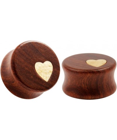 Nature Red Sandalwood Wooden Ear Plugs Concise Style Heart/Flower Design Ear Pierced 8-25mm 22.0 Millimeters base2 $9.34 Body...