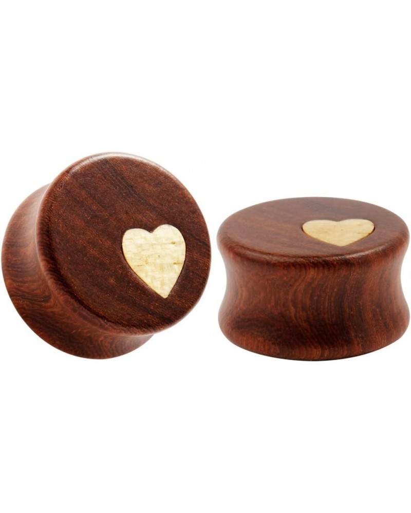 Nature Red Sandalwood Wooden Ear Plugs Concise Style Heart/Flower Design Ear Pierced 8-25mm 22.0 Millimeters base2 $9.34 Body...