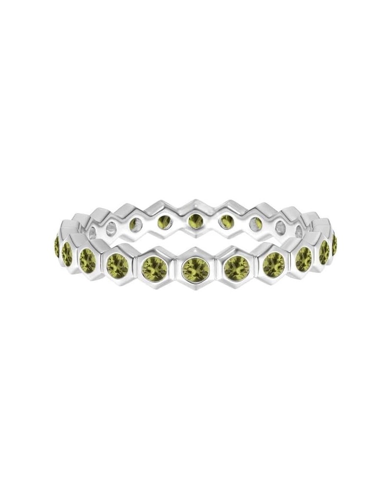 Full Eternity Ring! 925 Sterling Silver Round Multi Gemstone Hexagonal Wedding Band Silver $15.09 Rings