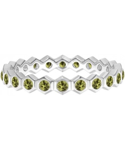 Full Eternity Ring! 925 Sterling Silver Round Multi Gemstone Hexagonal Wedding Band Silver $15.09 Rings