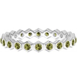 Full Eternity Ring! 925 Sterling Silver Round Multi Gemstone Hexagonal Wedding Band Silver $15.09 Rings