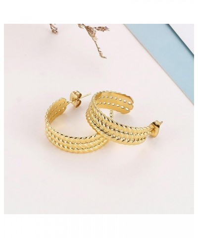 Open Hoop Earrings - C Shaped Hypoallergenic Gold-Plated Titanium Hoop Earring A-gold $9.89 Earrings