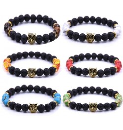 Couple Bracelets Owl Charm Beaded Bracelets Set Womens Healing Energy Lucky Stone Bracelets 6 PCS $8.25 Bracelets