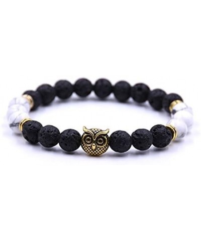 Couple Bracelets Owl Charm Beaded Bracelets Set Womens Healing Energy Lucky Stone Bracelets 6 PCS $8.25 Bracelets