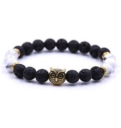 Couple Bracelets Owl Charm Beaded Bracelets Set Womens Healing Energy Lucky Stone Bracelets 6 PCS $8.25 Bracelets